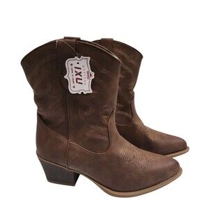 IXU Cowboy Boots for Women Size 10 Boots Ankle Cowgirl Western Boots Mid Brown